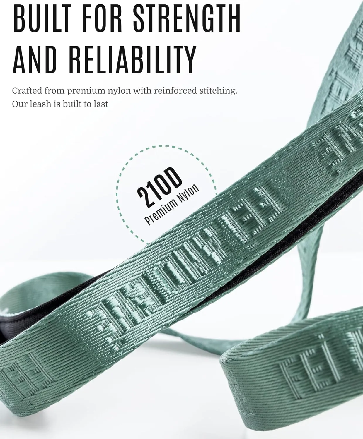 2025 New Edition, Fei & Eve Classic Dog Leash - 6FT, Dual Padded Handles, 360 Swivel Hook, Heavy Duty 210D Nylon - No-Pull Design with Traffic Control Handle - for Small/Medium/Large Dogs, Green