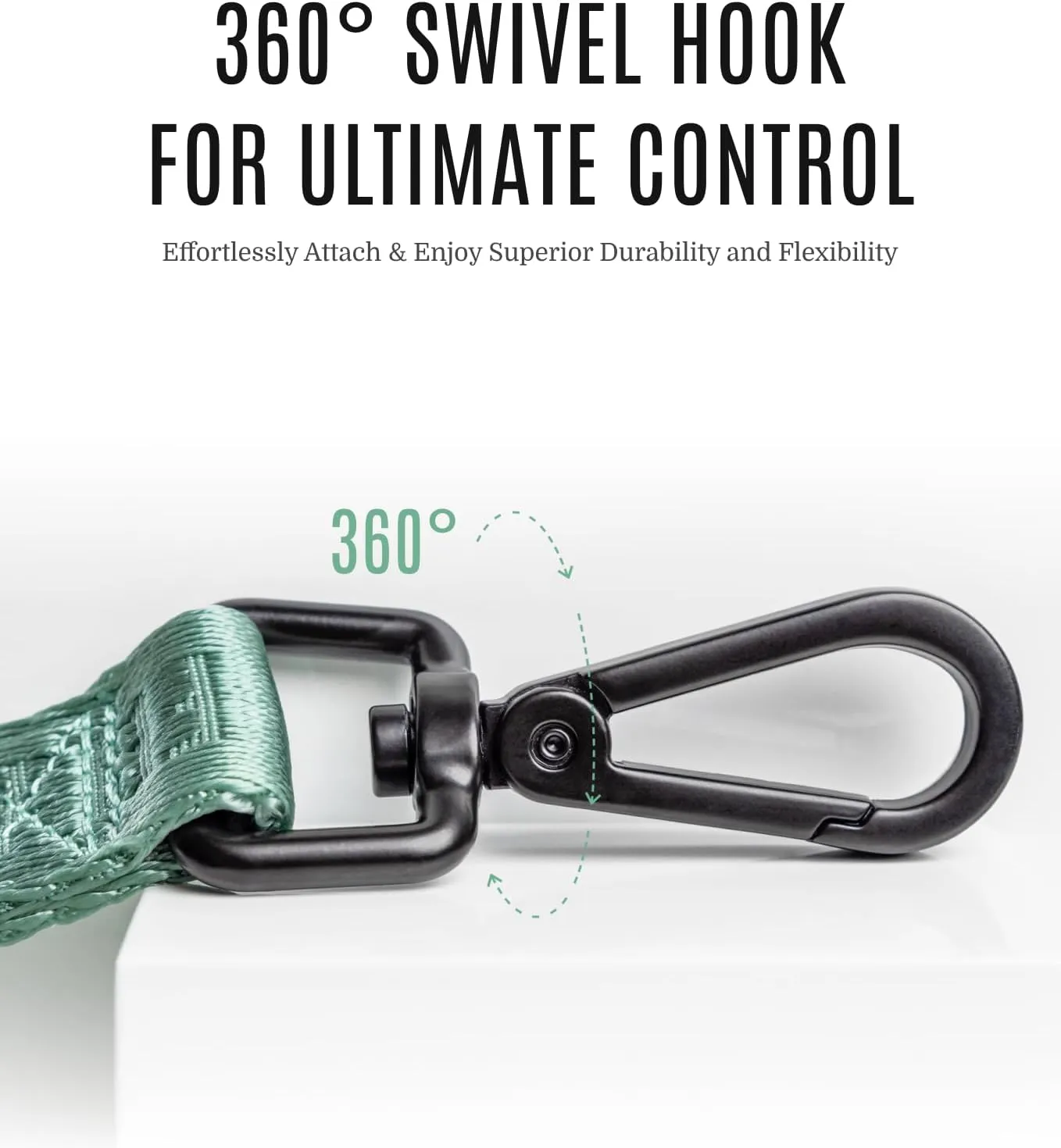 2025 New Edition, Fei & Eve Classic Dog Leash - 6FT, Dual Padded Handles, 360 Swivel Hook, Heavy Duty 210D Nylon - No-Pull Design with Traffic Control Handle - for Small/Medium/Large Dogs, Green