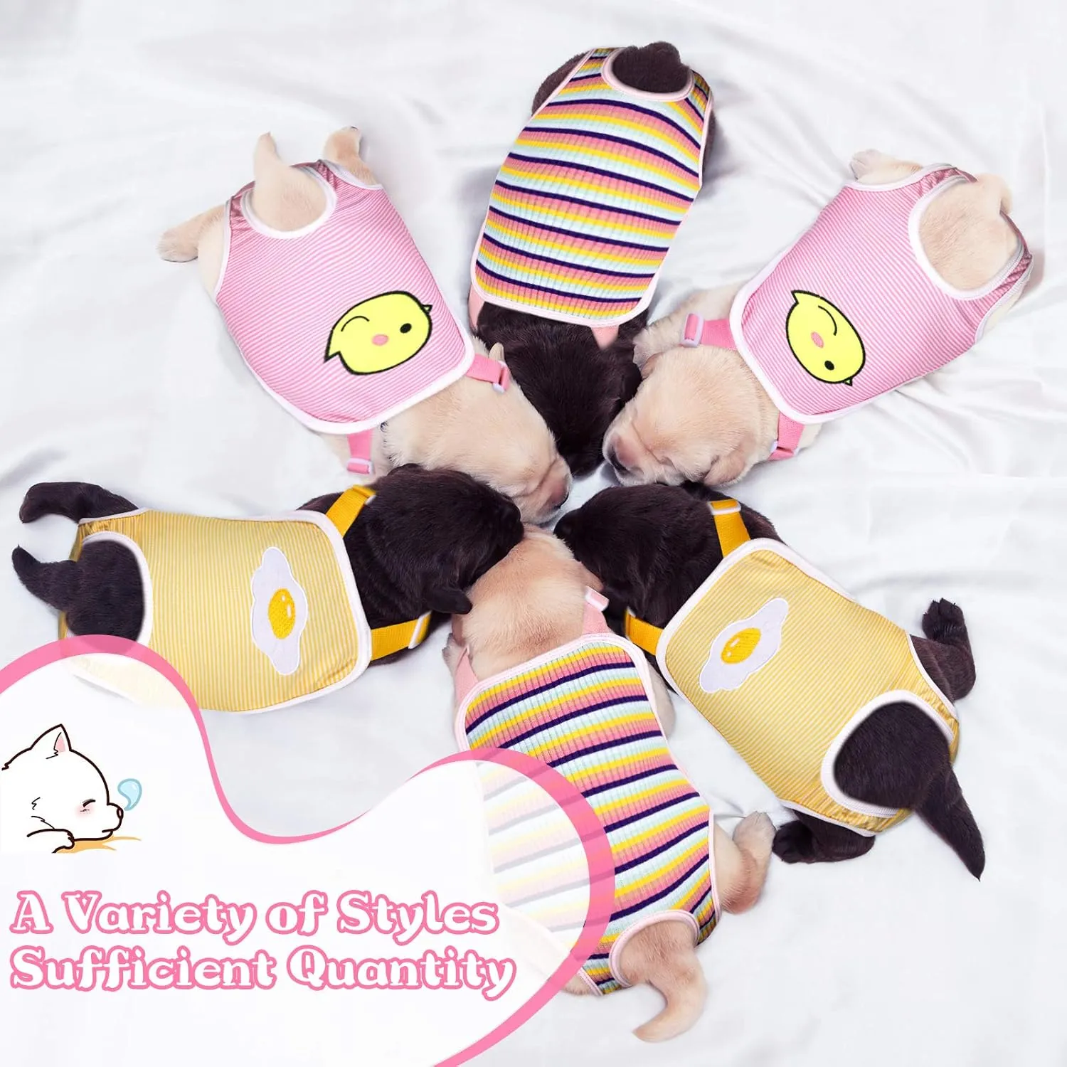 3 Pieces Dog Diaper Striped Sanitary Pantie with Adjustable Suspender Washable Reusable Puppy Sanitary Panties Cute Pet Underwear Diaper Jumpsuits for Female Dogs (Cute Pattern, XL)