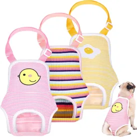 3 Pieces Dog Diaper Striped Sanitary Pantie with Adjustable Suspender Washable Reusable Puppy Sanitary Panties Cute Pet Underwear Diaper Jumpsuits for Female Dogs (Cute Pattern, XL)