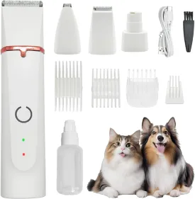4-in-1 Cordless Dog Grooming Kit  2-Speed Clippers, Low-Noise Paw Trimmer & Rechargeable Nail Grinder for Dogs & Cats