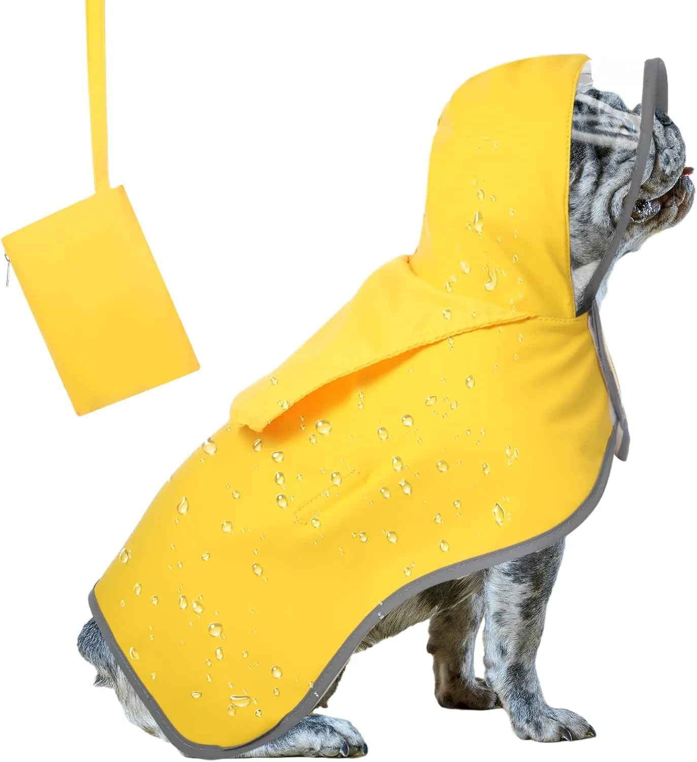 Abbylike Adjustable Waterproof Dog Raincoat Slicker Poncho for Small and Medium Dogs Puppies, with Transparent Hooded Double Layer, with Reflective Edges and Foldable Storage Bag(S)