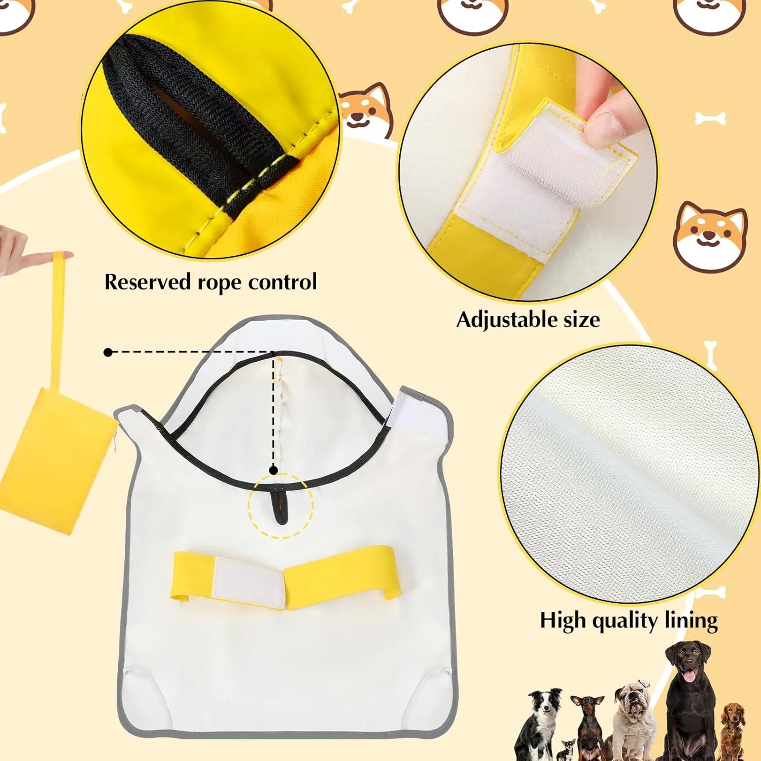 Abbylike Adjustable Waterproof Dog Raincoat Slicker Poncho for Small and Medium Dogs Puppies, with Transparent Hooded Double Layer, with Reflective Edges and Foldable Storage Bag(S)