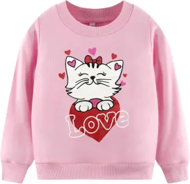 Akyzic Little Girls Sweatshirts Cotton Long Sleeve Crewneck Pullover Toddler Kids Winter Warm Shirt Sweater Tops 2t-8t