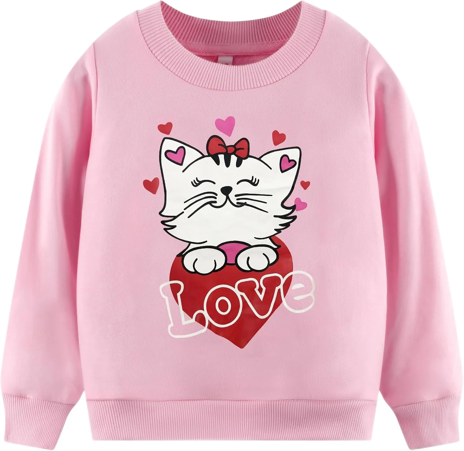 Akyzic Little Girls Sweatshirts Cotton Long Sleeve Crewneck Pullover Toddler Kids Winter Warm Shirt Sweater Tops 2t-8t