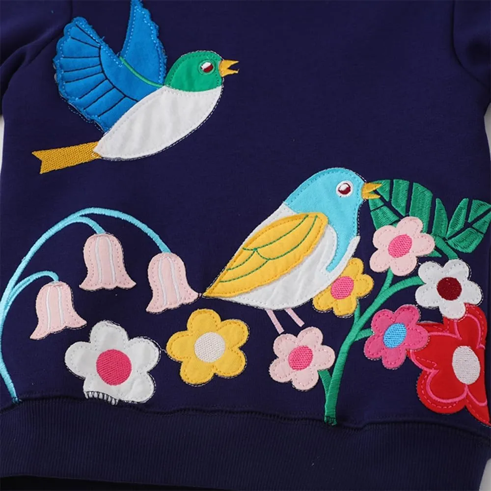 Akyzic Little Girls Sweatshirts Cotton Long Sleeve Crewneck Pullover Toddler Kids Winter Warm Shirt Sweater Tops 2t-8t