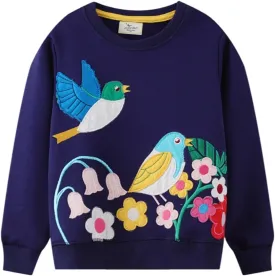 Akyzic Little Girls Sweatshirts Cotton Long Sleeve Crewneck Pullover Toddler Kids Winter Warm Shirt Sweater Tops 2t-8t