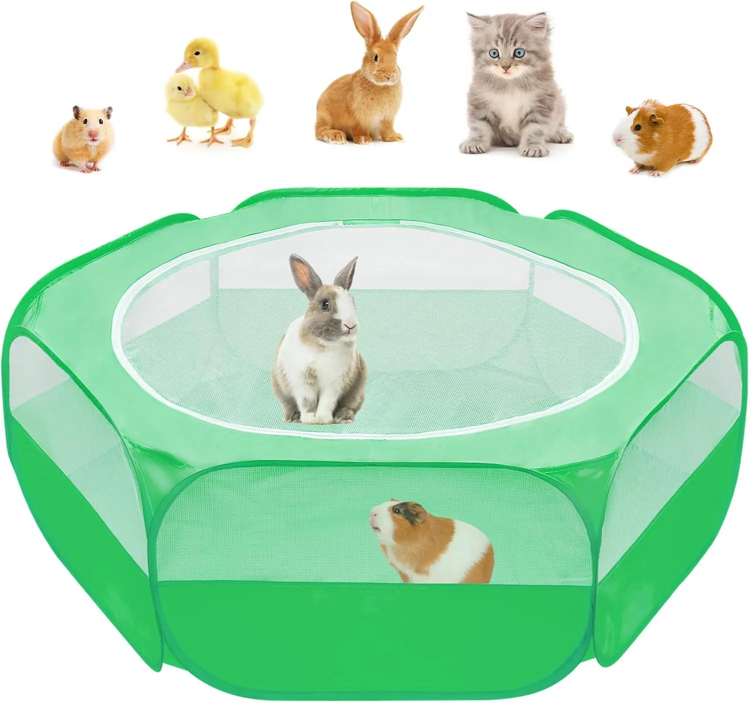 Amakunft Small Animal Pop-Up Playpen with Mesh Cover, 47'' x 23.6'' x 15'' Chicken Brooder Box, Play Pen Indoor Outdoor for Guinea Pigs, Bunny, Rabbits, Ferrets, Chinchillas, Kittens