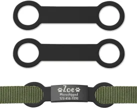 Anavia 2-Pack Silicone Bands, Fits to Anavia Silicone Slide on Pet Tags, S/M/L/XL Multiple Colors FDA Grade Silicone Replacement Tag Attachment Holder (Black, Medium)