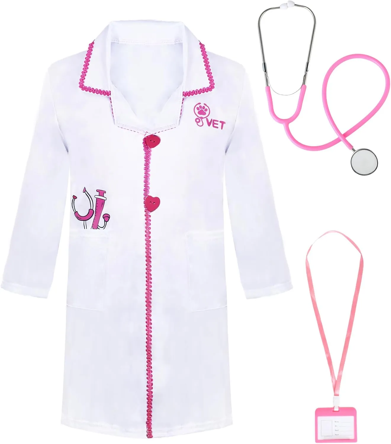 ANPHILE Veterinarian Costume for Kids, Kids Veterinarian Costume Play Set, Career Day Dress Up Costume for Girls