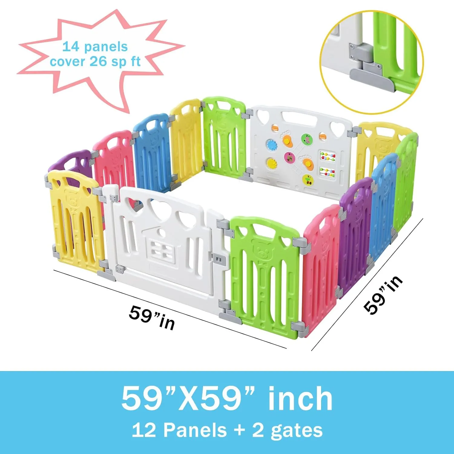 Baby Playpen Kids Activity Centre Safety Play Yard Home Indoor Outdoor New Pen (Multicolour, Classic Set 14 Panel)