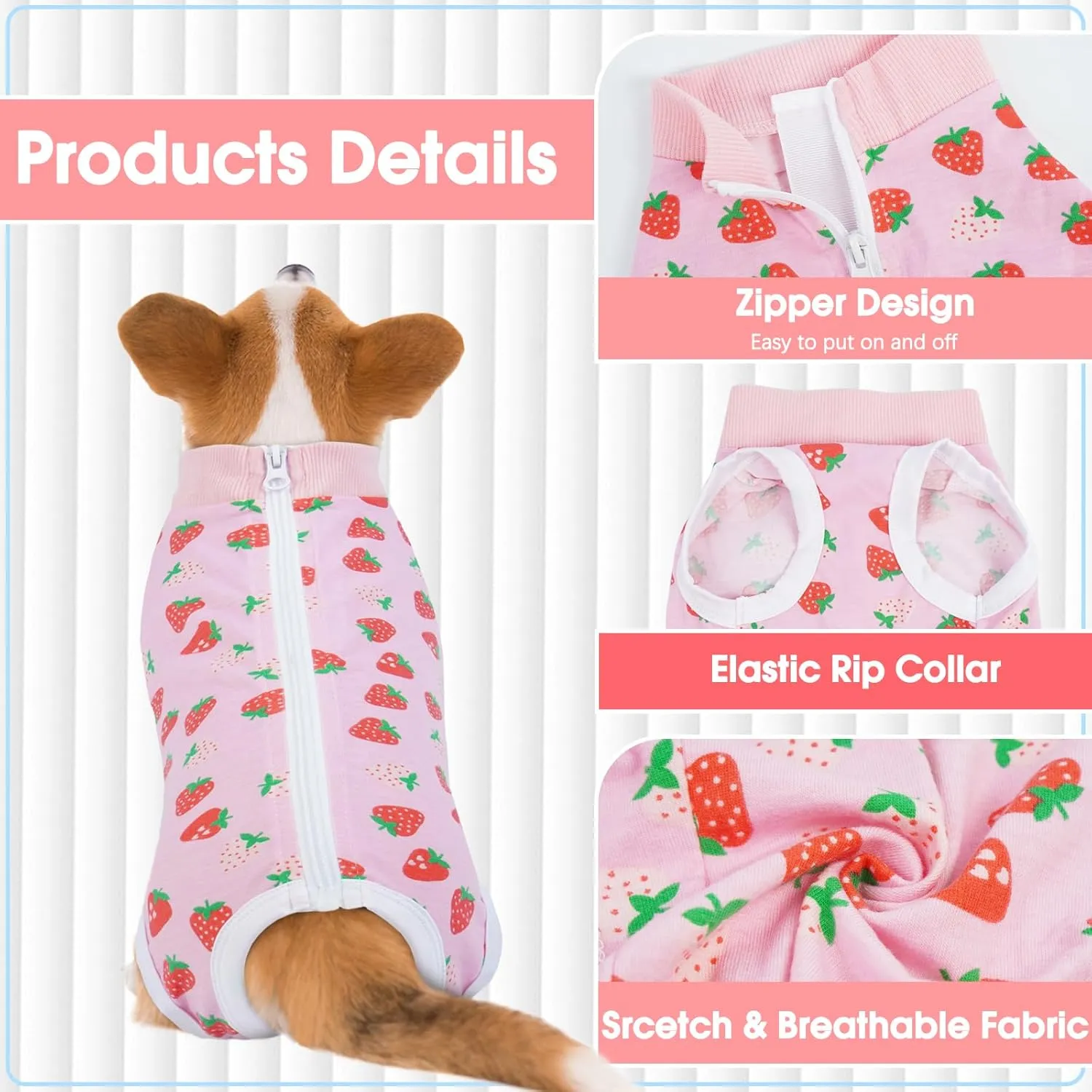 BRKURLEG Dog Surgery Recovery Suit Female and Male Small and Medium Dog Surgical Recovery Suit Soft Cotton Pet Surgery Suit Female Spay Cat Dog Neuter Spay Suits Anti Licking Wounds, XXL