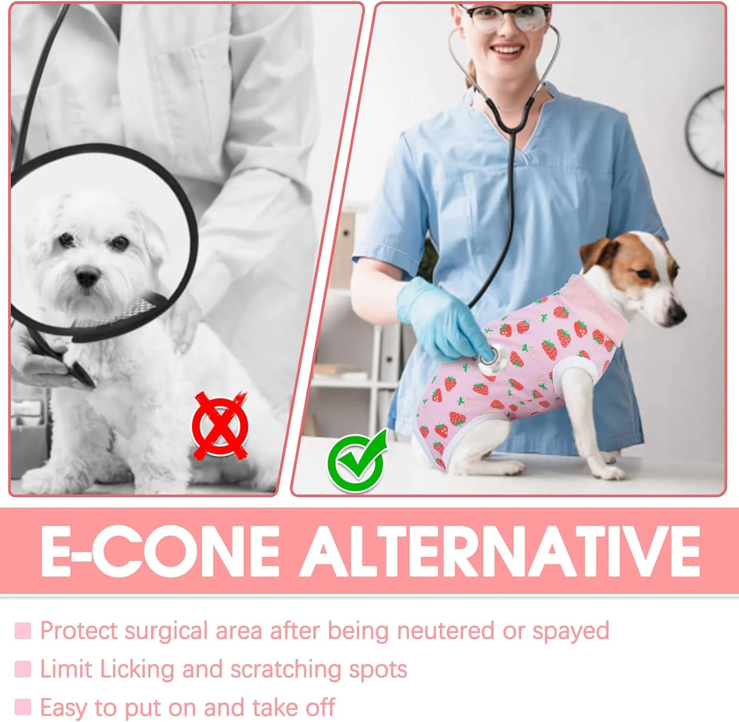 BRKURLEG Dog Surgery Recovery Suit Female and Male Small and Medium Dog Surgical Recovery Suit Soft Cotton Pet Surgery Suit Female Spay Cat Dog Neuter Spay Suits Anti Licking Wounds, XXL