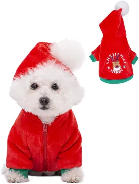 Christmas Puppy Dog Hoodies for Small Medium Dogs, Hooded Sweatshirt with Pocket Pet Cat Hoody Clothes Sweaters Fleece Coat Dog Costume