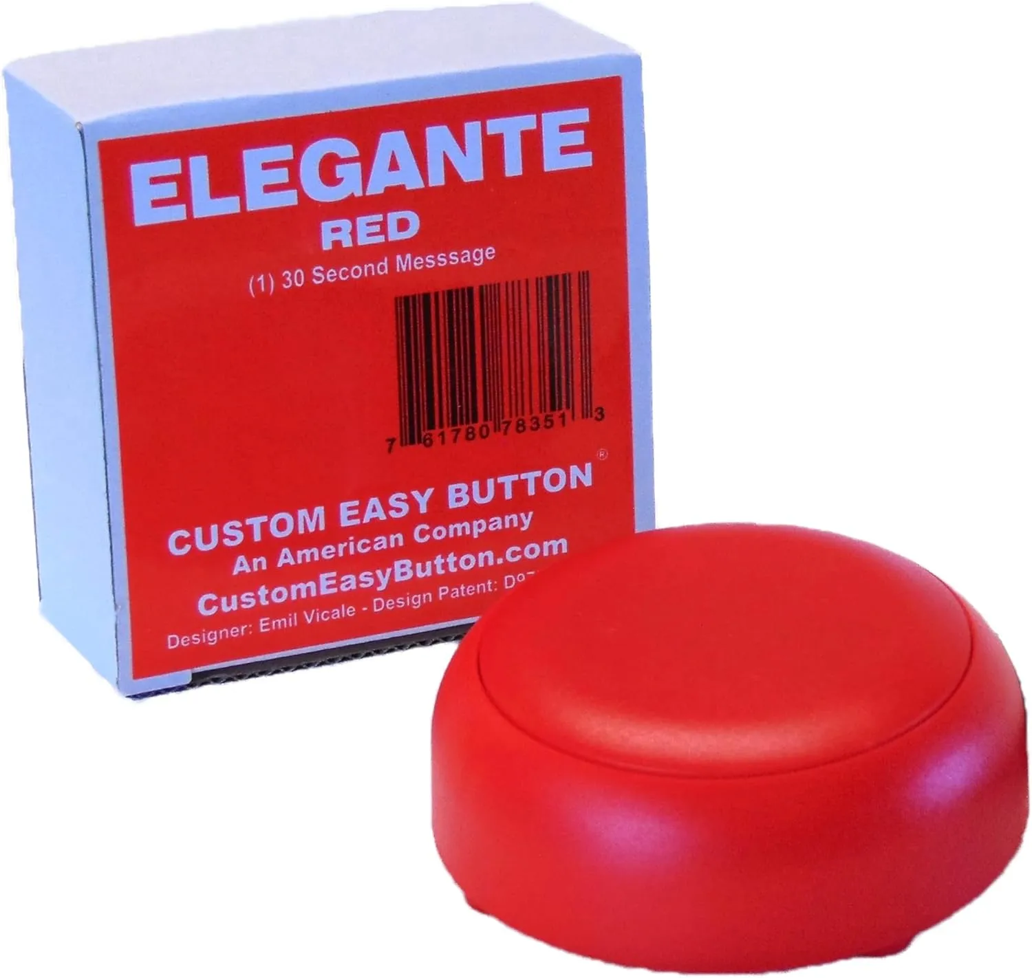 Custom Easy Button Elegante Recordable Buttons: 30-Seccond Talking Voice Recorder. American Ingenuity   Patented Italian Design. by The Original (Red Base/Red Top)