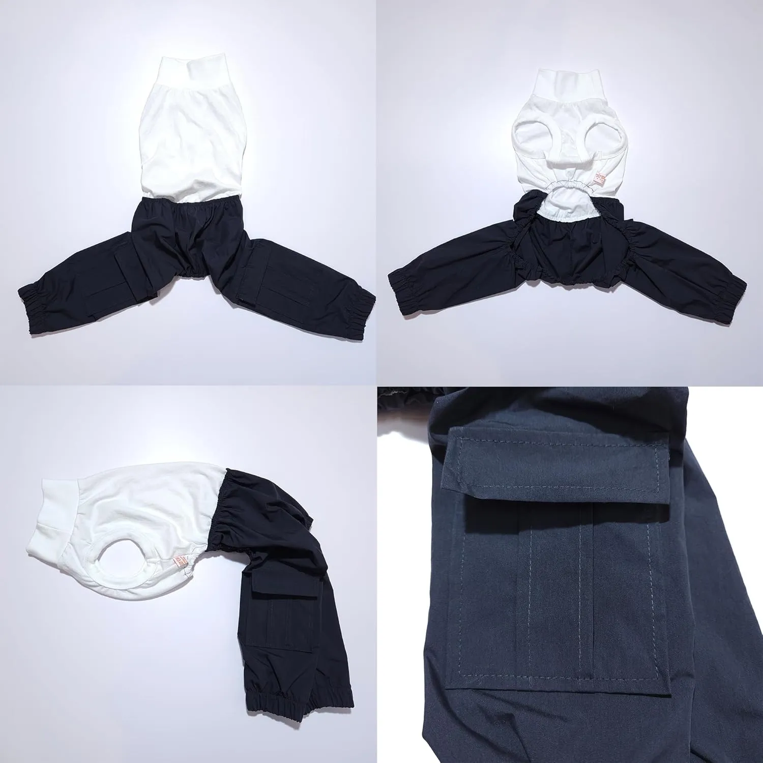 D Doggy Star Italian Greyhound Clothes Cargo Pants Onesie Outfit Whippet for Dog Coat (M,Navy Cargo)