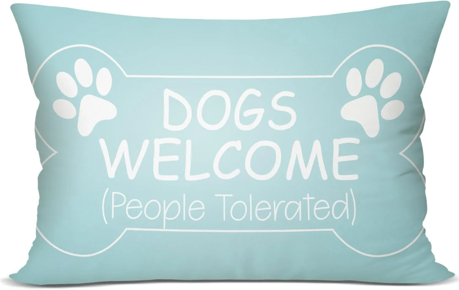 Dog Blue Throw Pillow Covers 12 x 20, Dog Welcome People Tolerated, Dog Lover Gifts for Pet Owner Women Men Dog Mom Gifts, Dog House Pillow Cover for Sofa Bedroom Decorative Pillow Cases -45