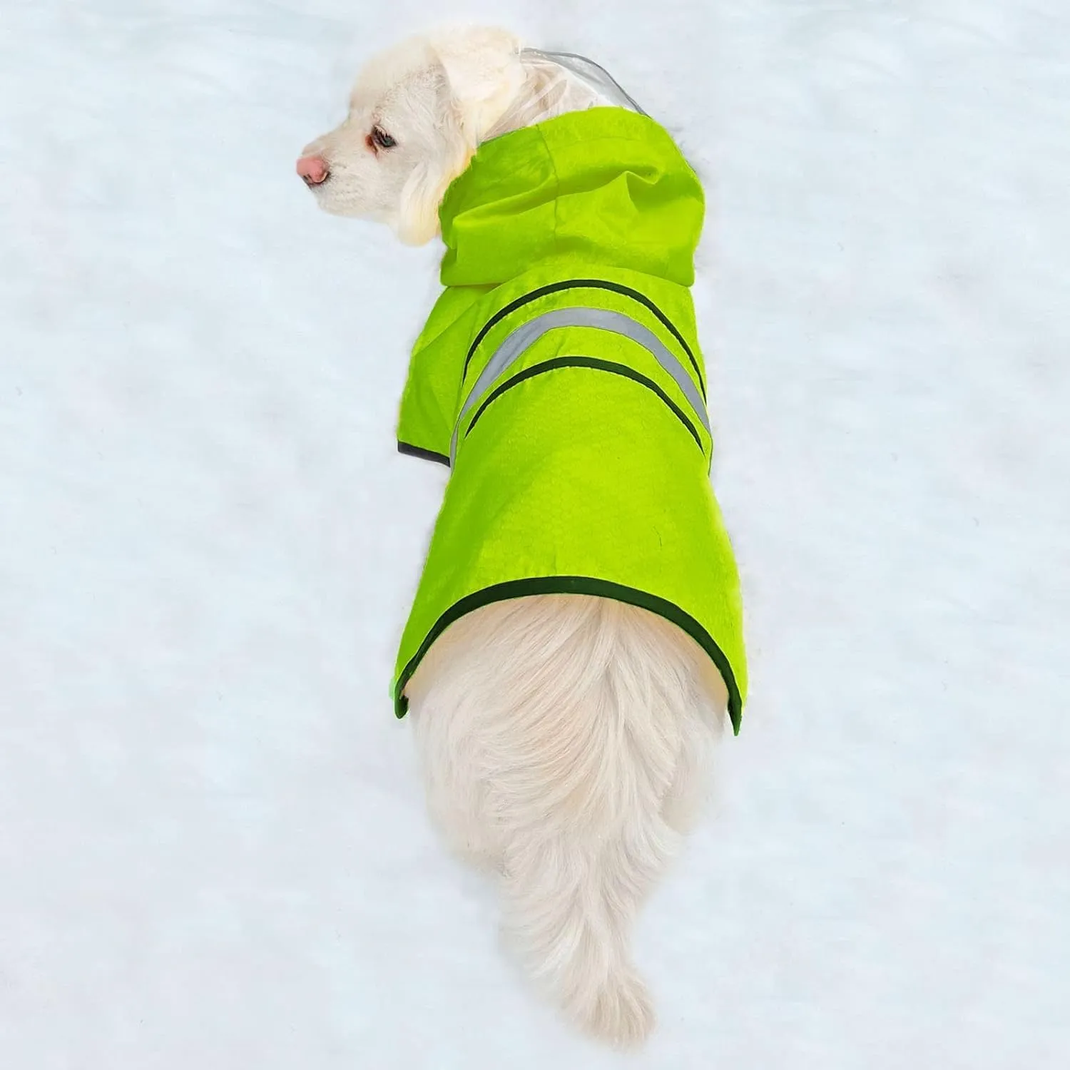 Dog Raincoat Waterproof Reflective Slicker - Lightweight Breathable Hooded Poncho Rain Coat Jacket with Adjustable Belly Strap and Leash Hole for Small Medium Large Dogs (Green, X-Small)