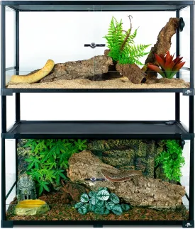 Double Stacked Reptile Tanks, 36" x 18" x 44" Tall Glass Terrariums, Front Opening, Full Vision, Knock Down, 2 Pack 50 Gallon for Reptiles, Bearded Dragons, Lizards, Snakes, Geckos