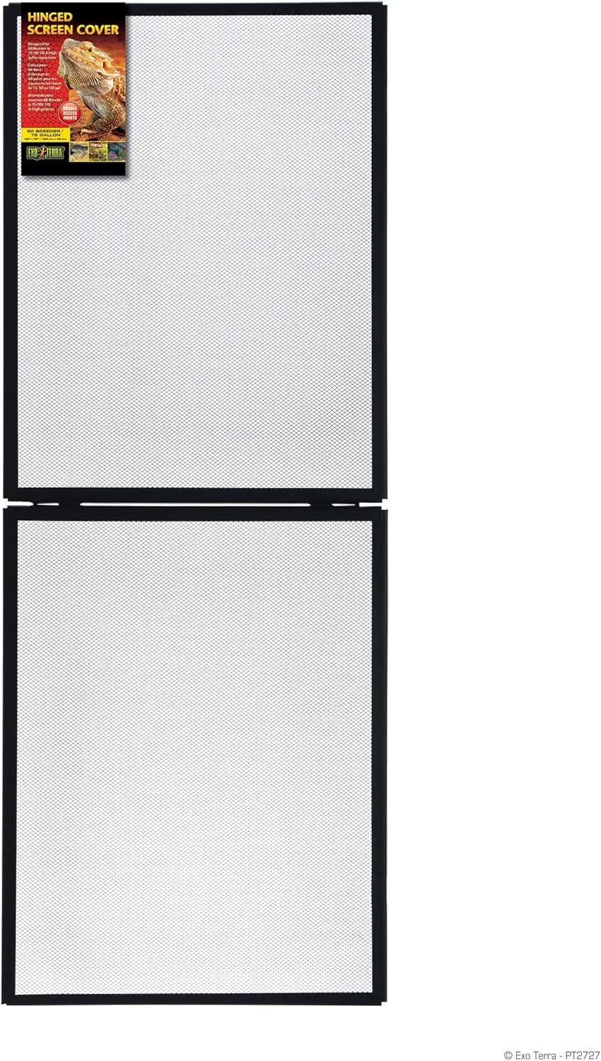 Exo Terra Hinged Screen Cover, 60 Breeder/75 Gallon  Easy Access, 18.75x 48.75 Full Open, Durable UV Ventilation