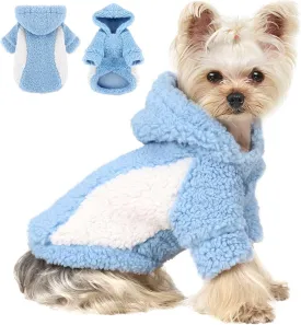 Fleece Dog Sweater, Winter Warm Smll Dog Clothes for Girls Boy, Puppy Hoodie Pullover Pet Clothes for Cat Puppy Chihuahua(Blue, S)