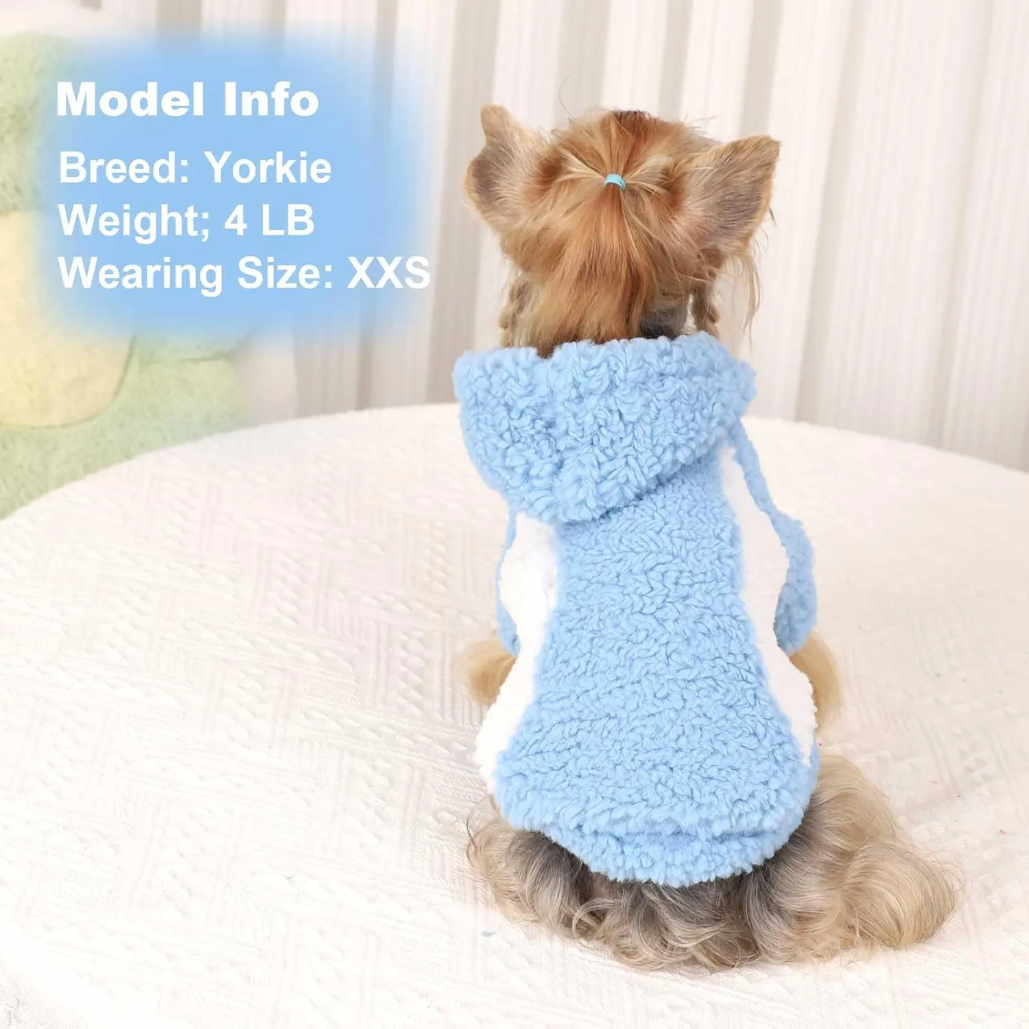 Fleece Dog Sweater, Winter Warm Smll Dog Clothes for Girls Boy, Puppy Hoodie Pullover Pet Clothes for Cat Puppy Chihuahua(Blue, S)