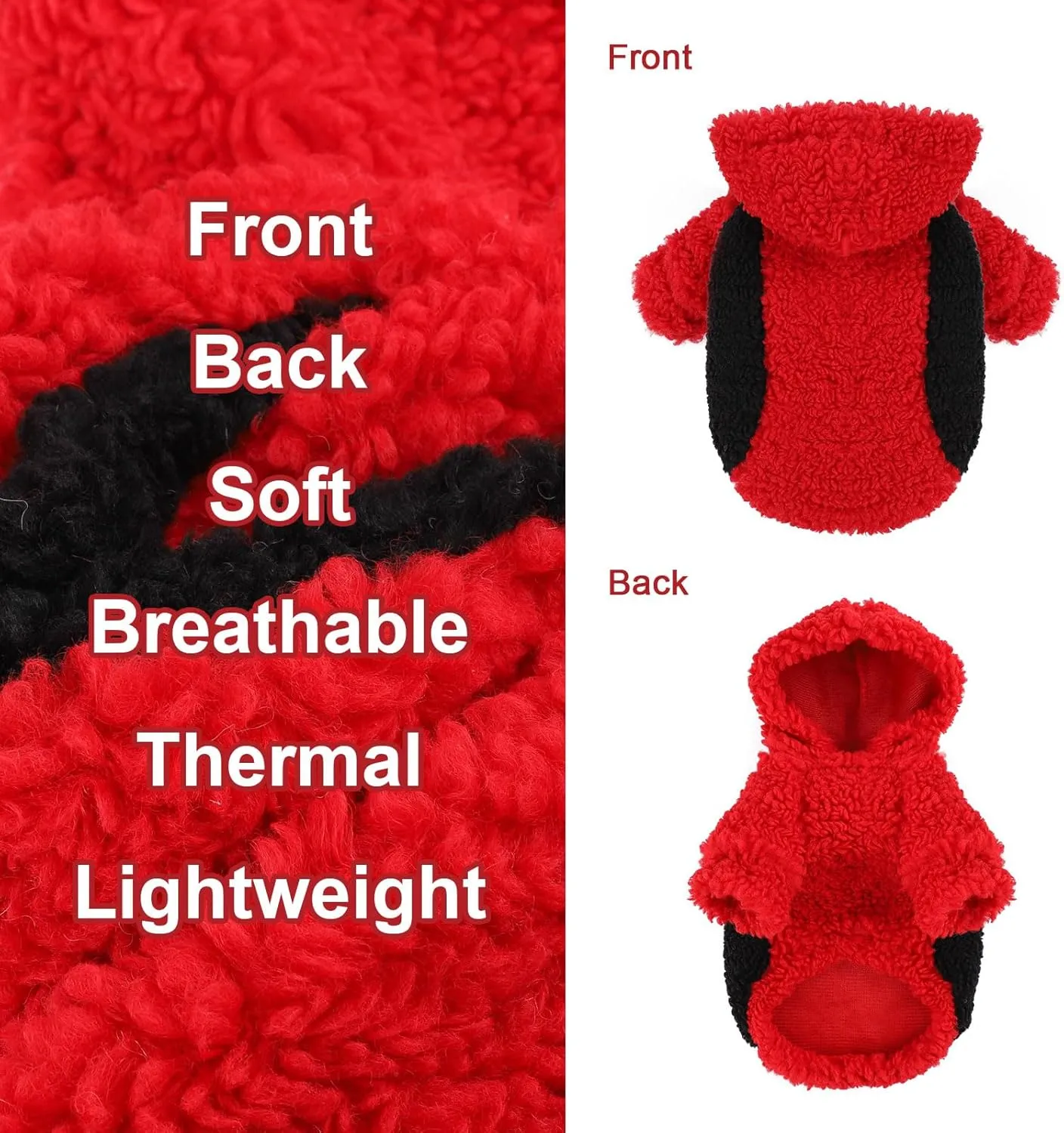Fleece Dog Sweater, Winter Warm Smll Dog Clothes for Girls Boy, Puppy Hoodie Pullover Pet Clothes for Cat Puppy Chihuahua(Red, S)