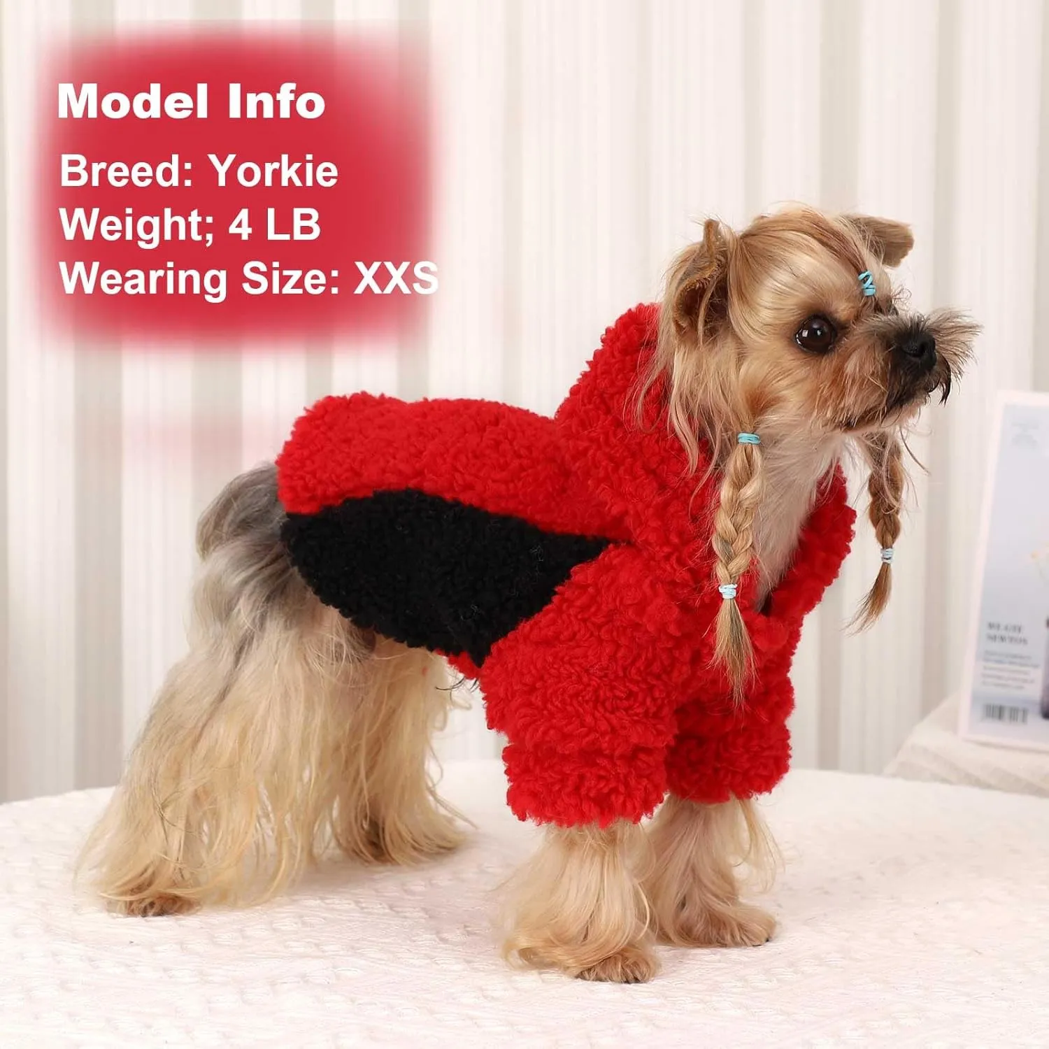 Fleece Dog Sweater, Winter Warm Smll Dog Clothes for Girls Boy, Puppy Hoodie Pullover Pet Clothes for Cat Puppy Chihuahua(Red, S)