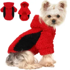 Fleece Dog Sweater, Winter Warm Smll Dog Clothes for Girls Boy, Puppy Hoodie Pullover Pet Clothes for Cat Puppy Chihuahua(Red, S)