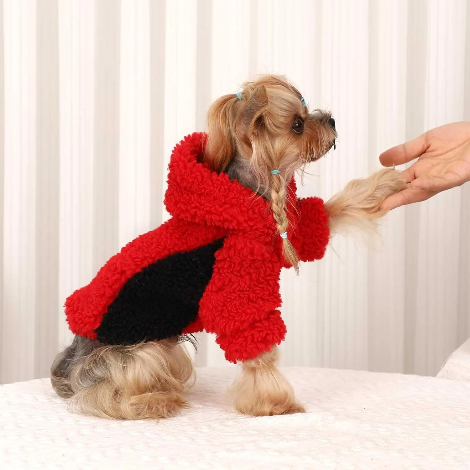 Fleece Dog Sweater, Winter Warm Smll Dog Clothes for Girls Boy, Puppy Hoodie Pullover Pet Clothes for Cat Puppy Chihuahua(Red, S)