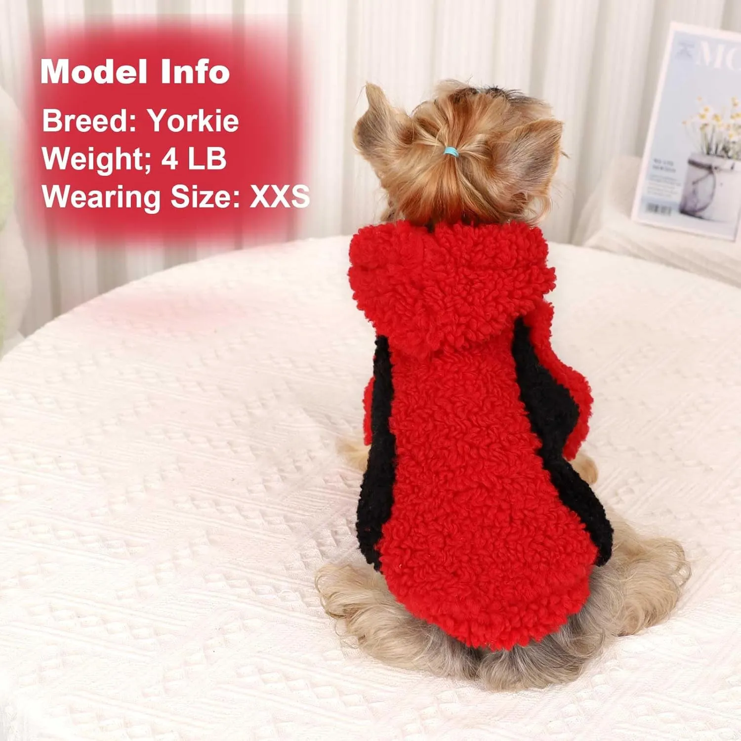 Fleece Dog Sweater, Winter Warm Smll Dog Clothes for Girls Boy, Puppy Hoodie Pullover Pet Clothes for Cat Puppy Chihuahua(Red, S)