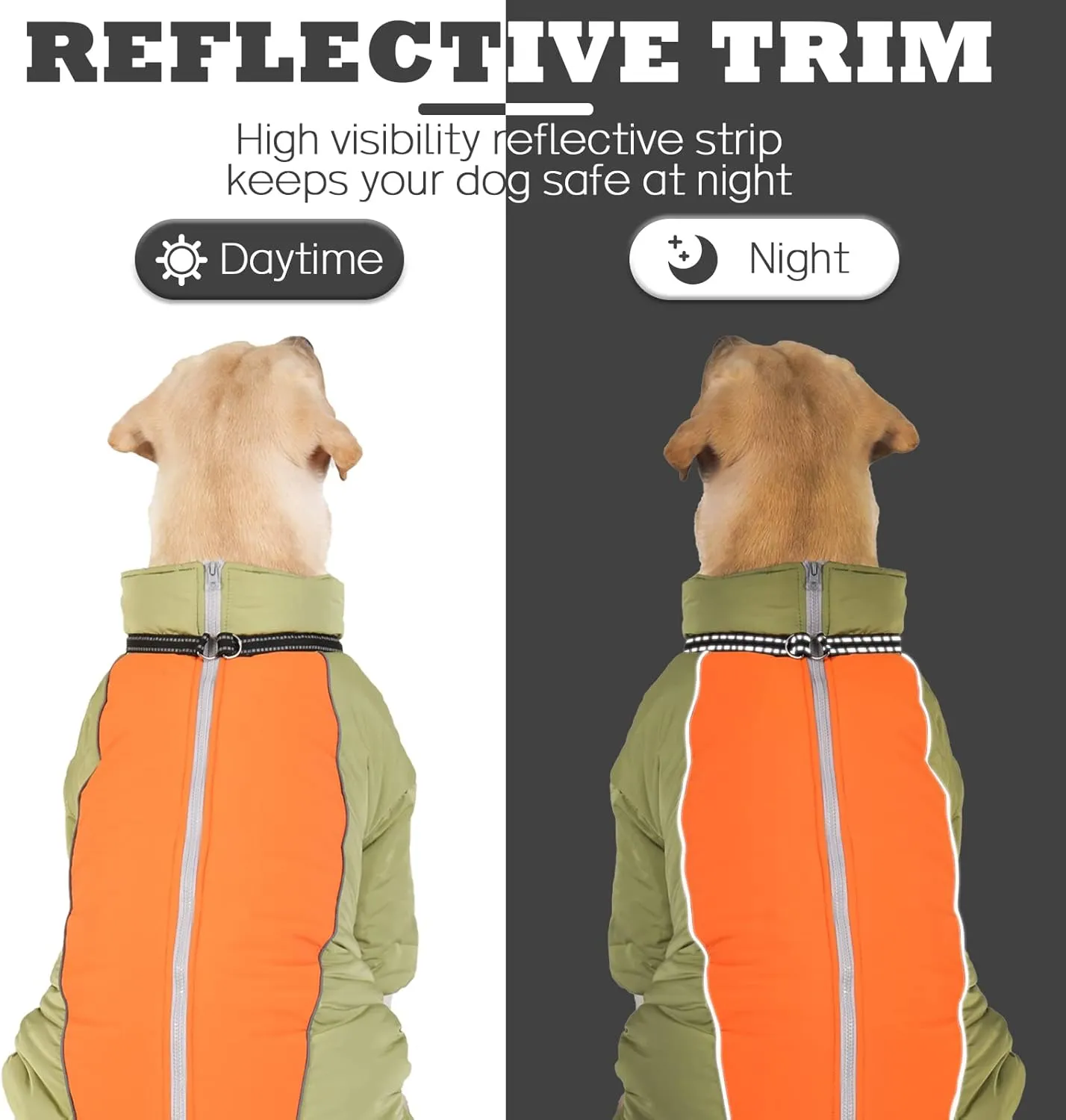 Four-Legged Thick Coat for Dogs, Zip Up Windproof Warm Winter Jacket, Reflective Waterproof Dog Snowsuit with Leash Ring, LightGreen,20
