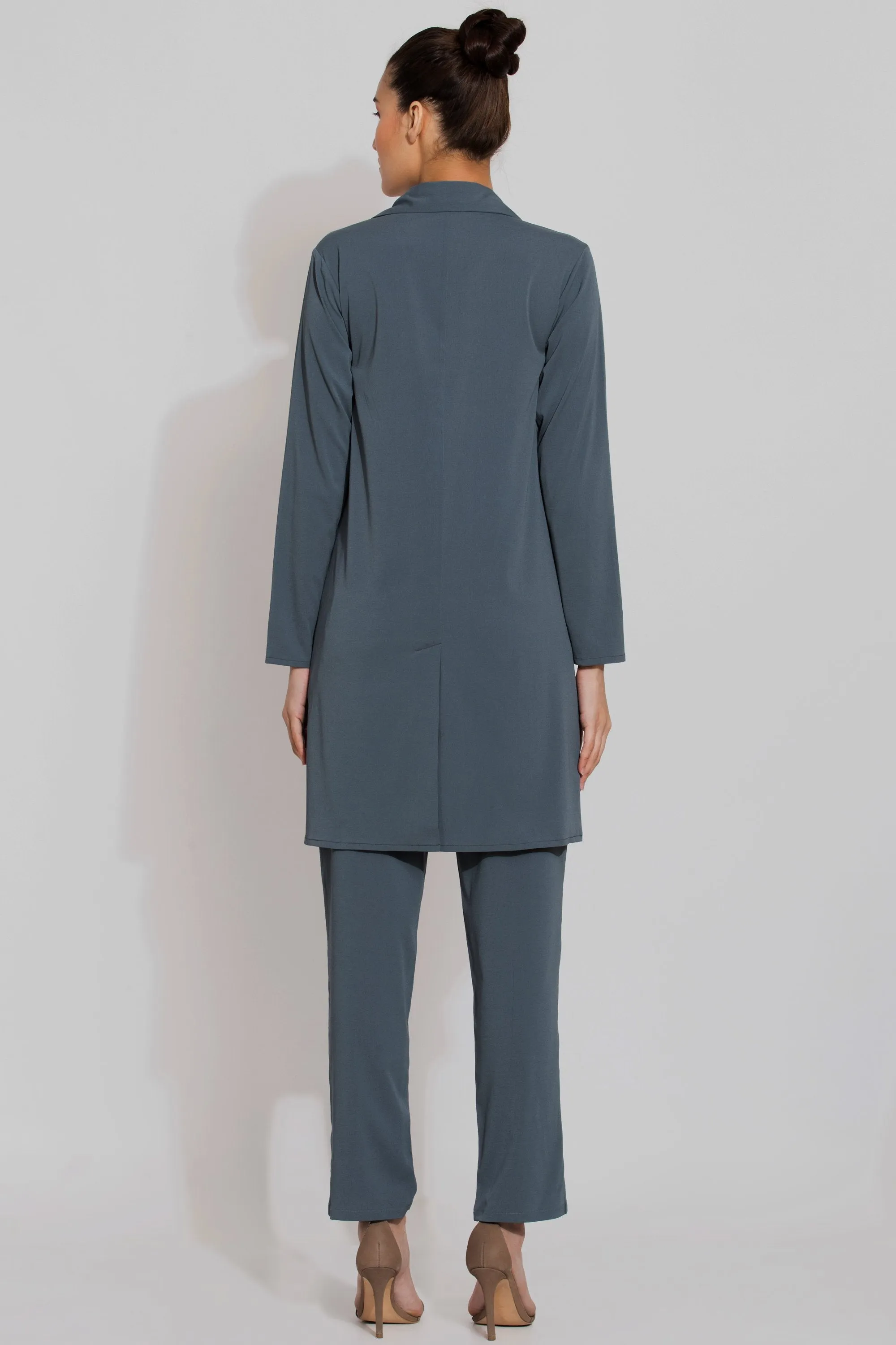 Harbour Grey Longline Jacket and Pants Co ord Set