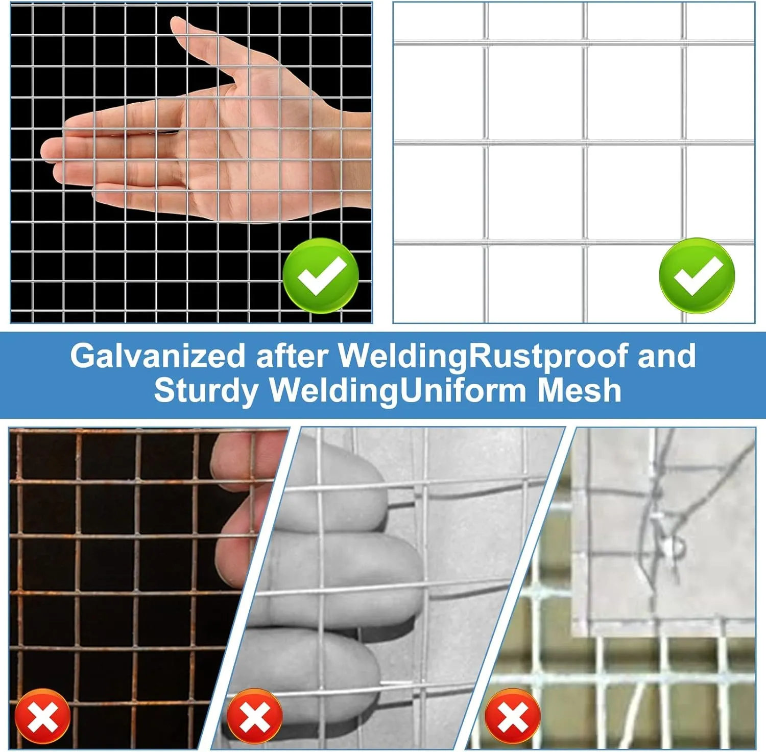 Land Guard 19 Gauge Hardware Cloth, 1/2 inch Chicken Wire Fence, Galvanized Welded Cage Wire Mesh Roll Supports Poultry Netting Cage Fence