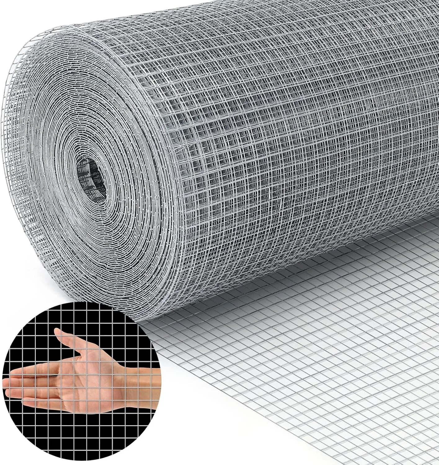 Land Guard 19 Gauge Hardware Cloth, 1/2 inch Chicken Wire Fence, Galvanized Welded Cage Wire Mesh Roll Supports Poultry Netting Cage Fence