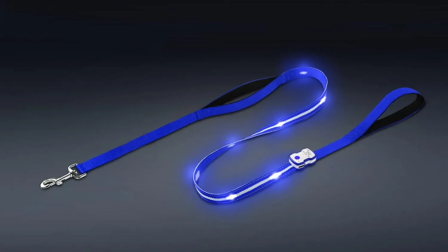 Led Dog Leash Rechargeable Waterproof 1000 ft Night Visibility LED Dog Leash - Padded Double Traffic Handle |10hr Battery Life, USB-C Quick Charging Light | Heavy Duty Durable Quality (Blue)