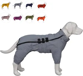 Lovelonglong Warm Dog Coat Double Layers Dog Vest, 4 Legs Covered Windproof Waterproof Reflective Warm Dog Vest Outdoor Skating Dog Costume for Small Medium Large Dogs Gray M