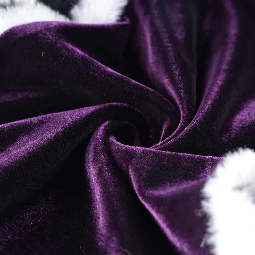 Lovelyshop pet Serial Lux Fur Purple Cat Dog Cloak for Halloween Costumes, King Queen Prince and Princess Cosplay-S