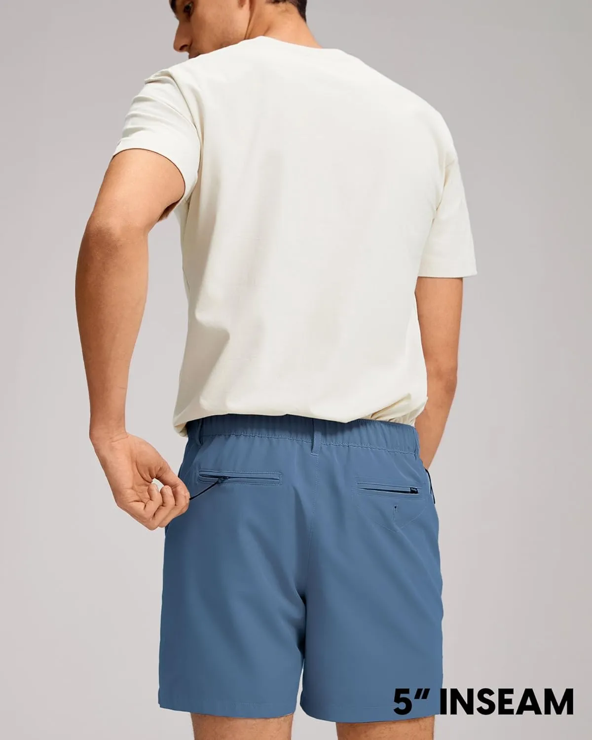 maamgic Mens Casual Shorts with Compression Liner 5/7 Inch Classic Fit Khaki Shorts