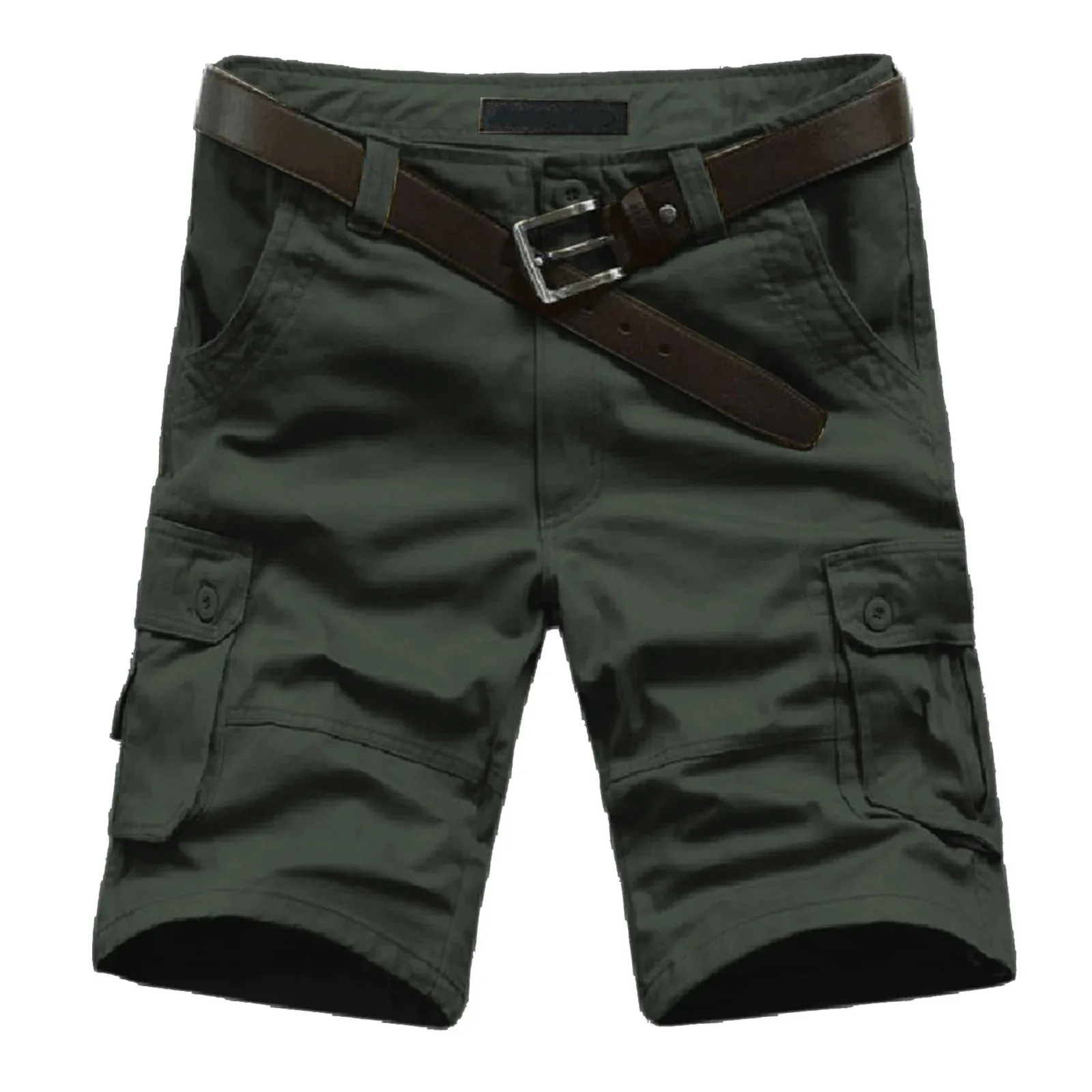 Men'S Classic Cargo Shorts Big and Tall Travel Short Pants Classic-Fit Knee Length Shorts 2024 Summer Casual Camouflage Beach Shorts with Multi Pocket (Army Green,38)
