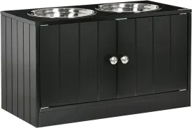 PawHut Large Elevated Dog Bowls with Storage Cabinet Containing Large 44L Capacity, Raised Bowl Stand Pet Food Bowl Dog Feeding Station, Black