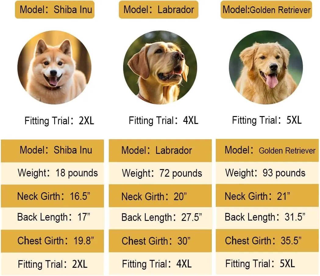 Pet Dog Raincoat, Rain Poncho Jacket for Medium and Large Dogs, Winter Warmer (Yellow, 6XL)