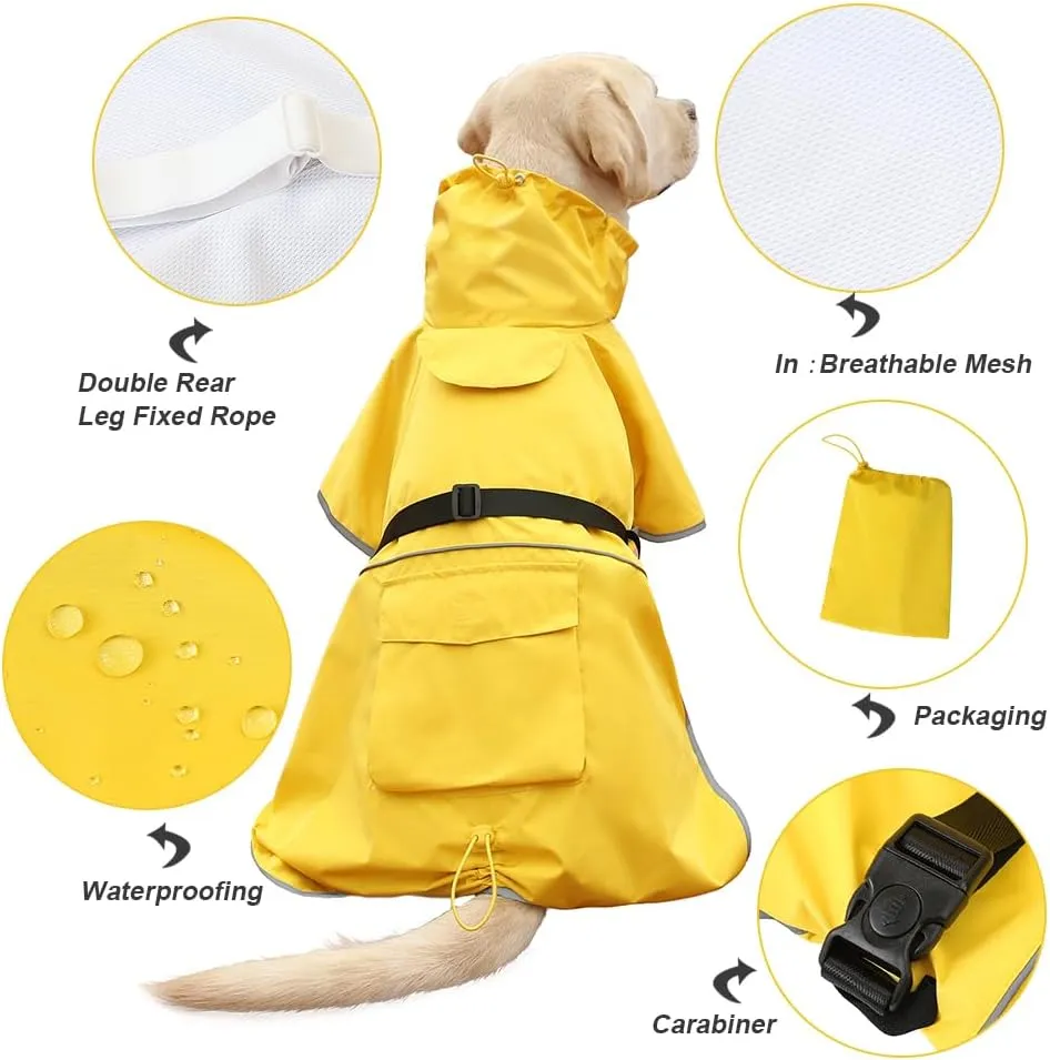 Pet Dog Raincoat, Rain Poncho Jacket for Medium and Large Dogs, Winter Warmer (Yellow, 6XL)