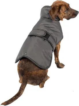 PetRageous 7303CGS Juneau Waterproof Winter Dog Coat with Full Chest Coverage and Leash Opening - 11-Inch Long Heavyweight Jacket for Small Dogs and Puppies, Charcoal Grey