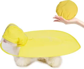 Purism Cute Creative Dog Raincoat - Adjustable Dog Poncho with Hood, Sunshade UV Protection, Reflective Strips, Medium