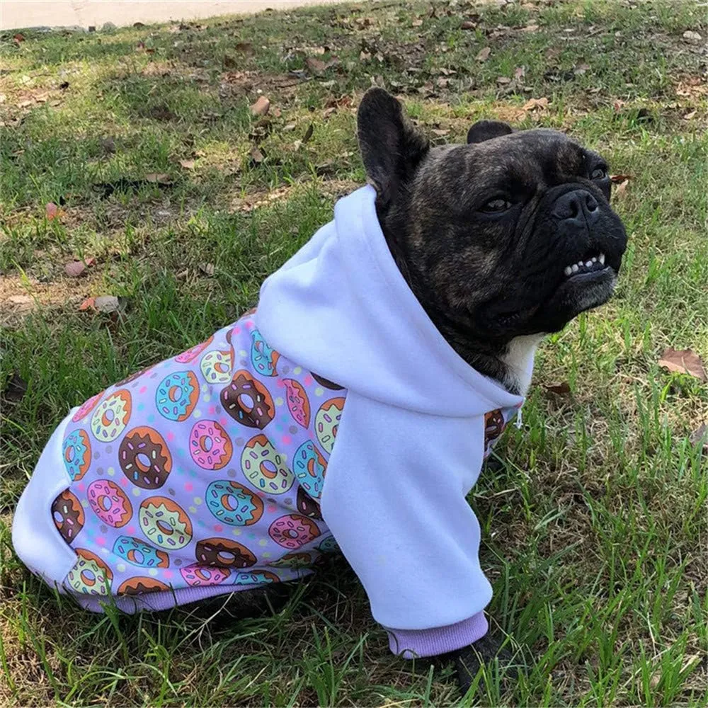 Purple Puppy Dog Hoodies for Small Medium Dogs, Christmas Hooded Sweatshirt with Pocket Pet Cat Hoody Clothes Sweaters Fleece Coat Dog Costume Winter