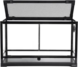 REPTI ZOO Tempered Glass Reptile Terrarium 30 Gallon, Wide Reptiles Tank 30" x 12"x 18" for Reptile Pets Bearded Dragon Gecko Lizard, Double Front Opening Doors Top Screen Ventilation