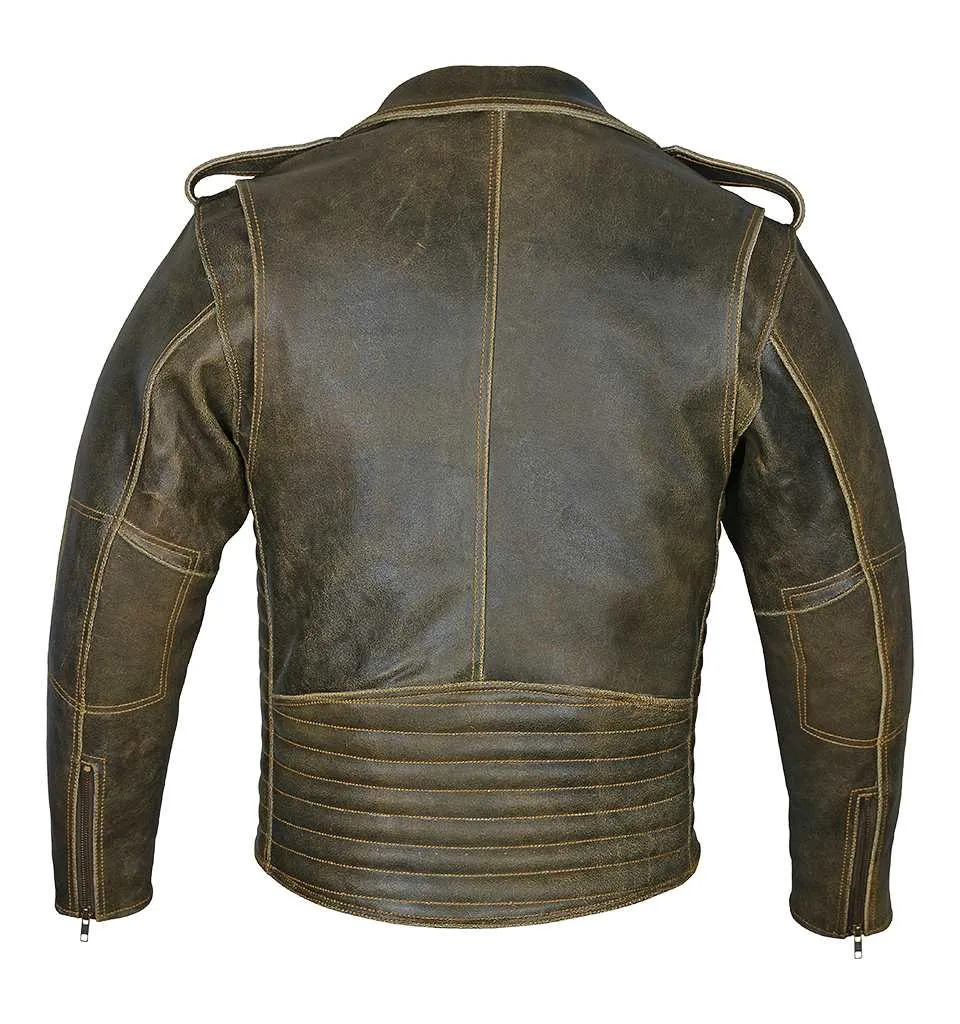 RIDERACT®  Vintage Motorcycle Jacket Brando Distress Moto jacket