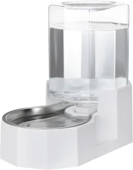 RIZZARI 4L Large Capacity Automatic Gravity Pet Water Feeder, Equipped with Stainless Steel Bowls, 100% BPA-free, Safety and Health, Suited for Small and Medium-Sized Cats and Dogs (4L Without Filter)