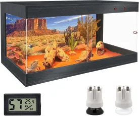 Royxen Bearded Dragon Tank 32 Gallons, Reptile Tank with Built-in Lamp Fixtures, Snake Tank, Reptile Enclosure, Lizard Tank, 32" Wide, Black Royxen Bearded Dragon Tank 32 Gallons, Reptile Tank with Built-in Lamp Fixtures, Snake Tank, Reptile Enclosure, Lizard Tank, 32" Wide, Black